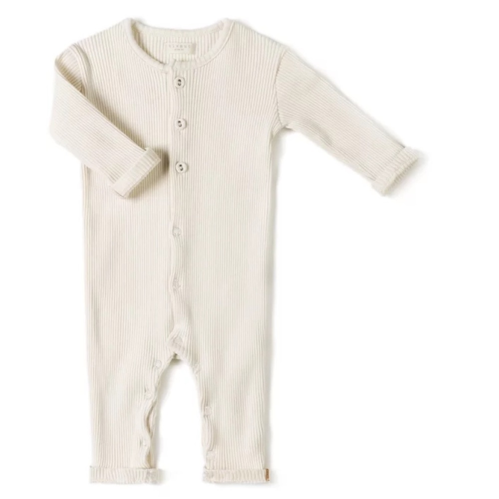 Nixnut organic cotton ribbed onesie jumpsuit in cream